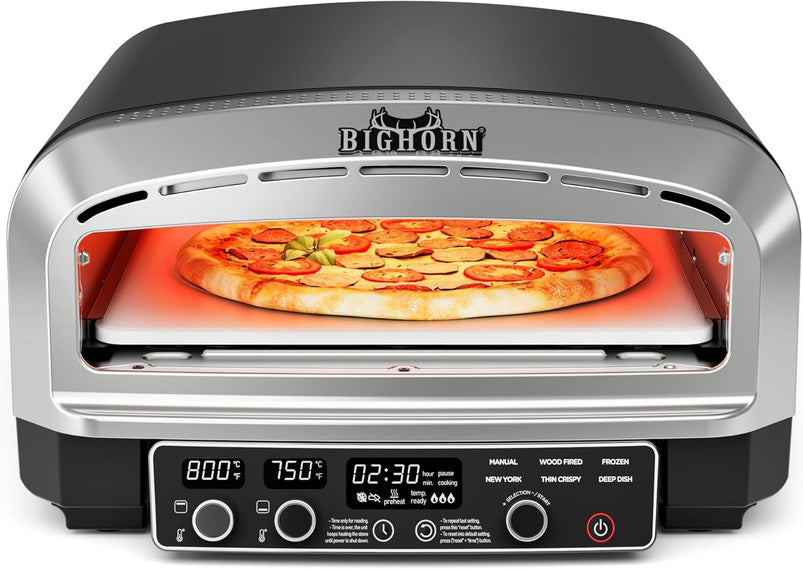 Big Horn 14" Electric Pizza Oven, Countertop, Stainless Steel