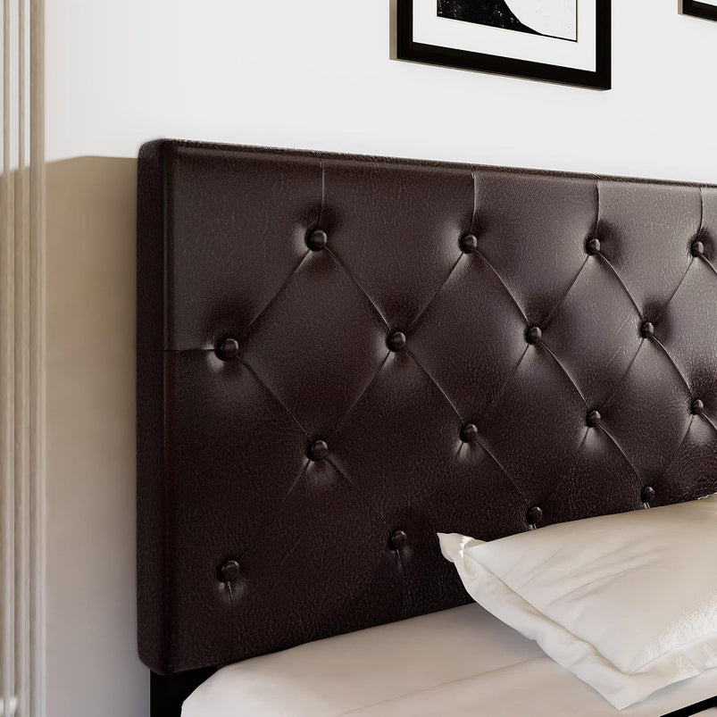 Allewie Upholstered Queen Size Platform Bed Frame with 4 Storage Drawers and Headboard, Square Stitched Button Tufted