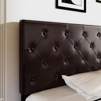 Allewie Upholstered Queen Size Platform Bed Frame with 4 Storage Drawers and Headboard, Square Stitched Button Tufted