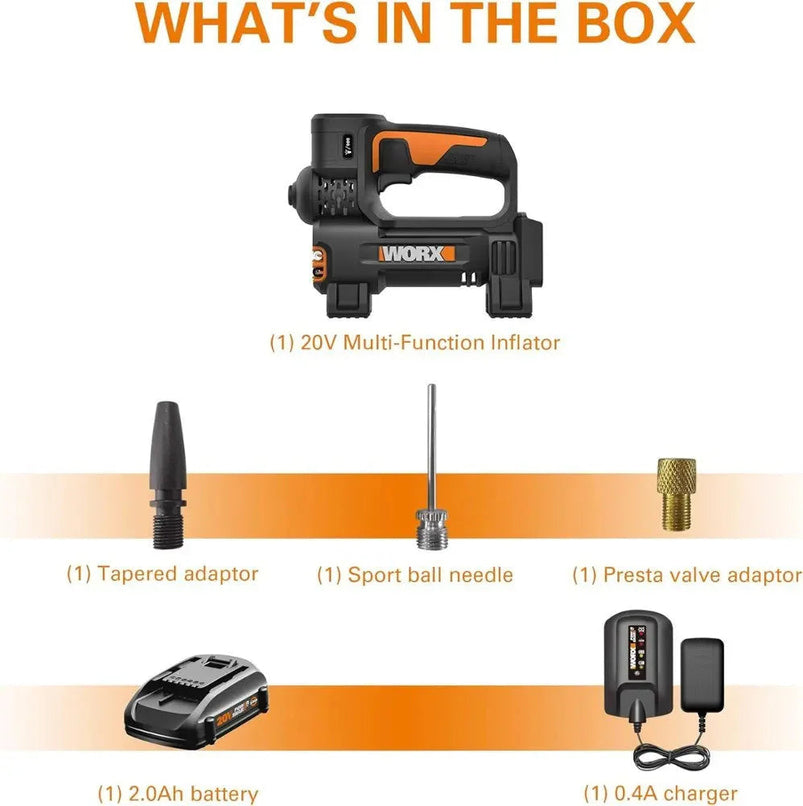 20V MAX Cordless Multi-Function Air Pump Inflator 1 x 2.0Ah Battery and 1 x Charger Included, Black
