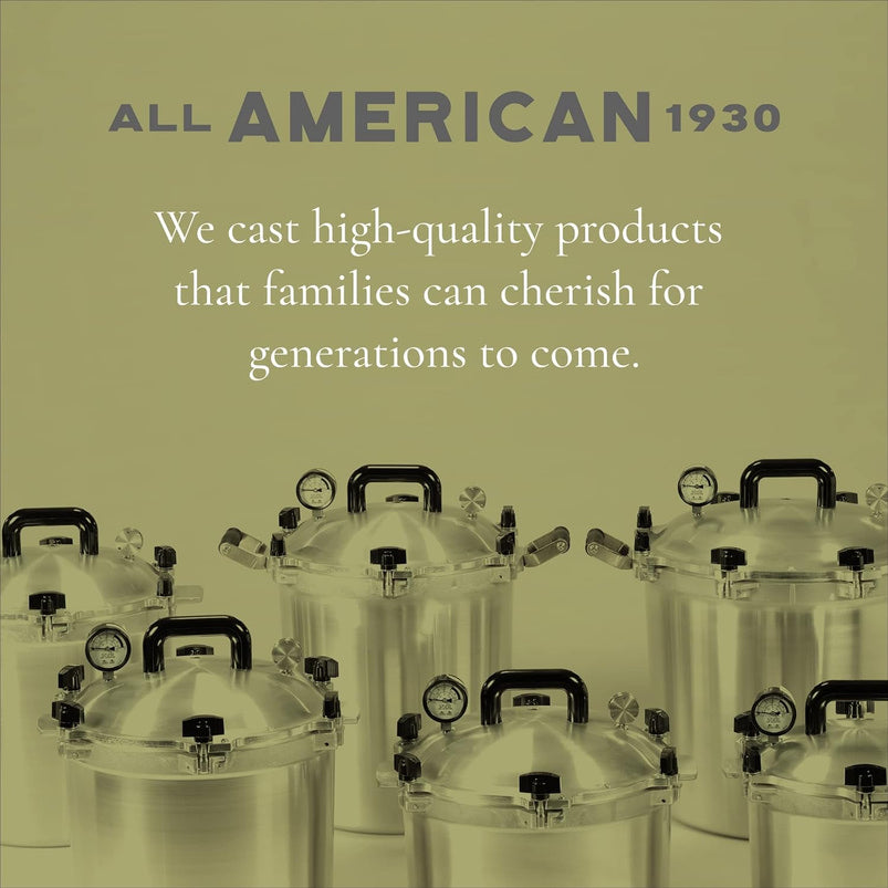 All American 1930, 21.5qt Pressure Cooker/Canner the 921, Metal to Metal Sealing System, Easy to Open and Close, Suitable for Gas, Electric