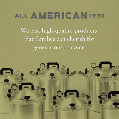 All American 1930, 21.5qt Pressure Cooker/Canner the 921, Metal to Metal Sealing System, Easy to Open and Close, Suitable for Gas, Electric