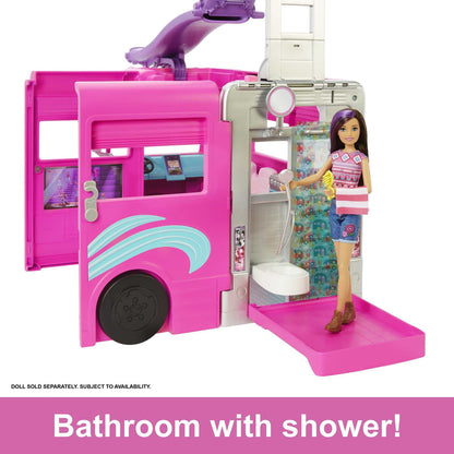 Barbie Dream Camper Van Playset with Pets, Pool and Slide, 60 Plus Accessories for Ages 3 Plus