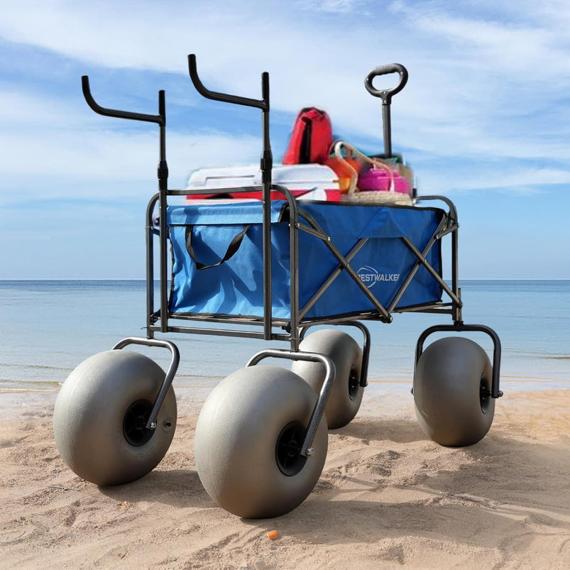 Beach Cart with 13" Balloon Wheels, Chair Racks and Pump Included
