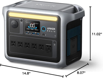Solix C1000 Portable Power Station with 200W Solar Panel, 1800W Solar Generator, 1056Wh LFP LiFePO4 Battery, 6 AC Outlets, up to 2400W for Home