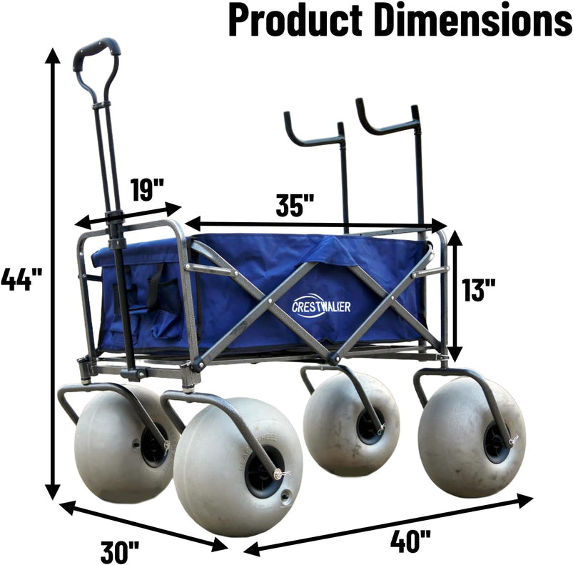 Beach Cart with 13" Balloon Wheels, Chair Racks and Pump Included