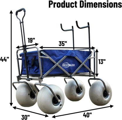 Beach Cart with 13" Balloon Wheels, Chair Racks and Pump Included