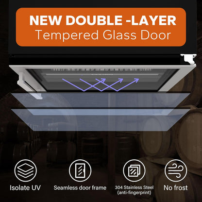 24 in Wine Cooler Refrigerator, 46 Bottle Wine Fridge Dual Zone with Modern Touch Intelligent Digital 40 Degree -65 Degree F Low Noise