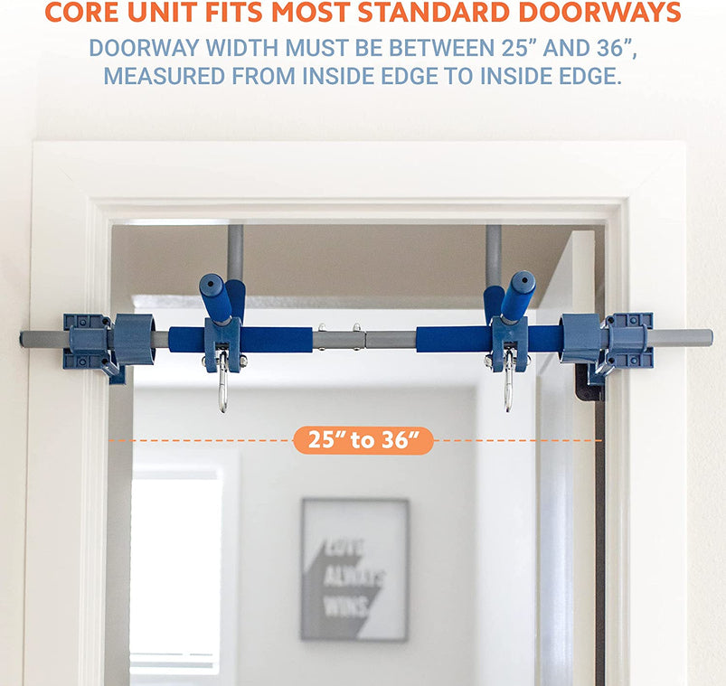 6 Piece Indoor Doorway Gym Set for Kids, Indoor Swing for Kids Includes Kids Swing Chair, Rings, Hanging Trapeze, Ladder, Swinging Rope and Pullup Bar