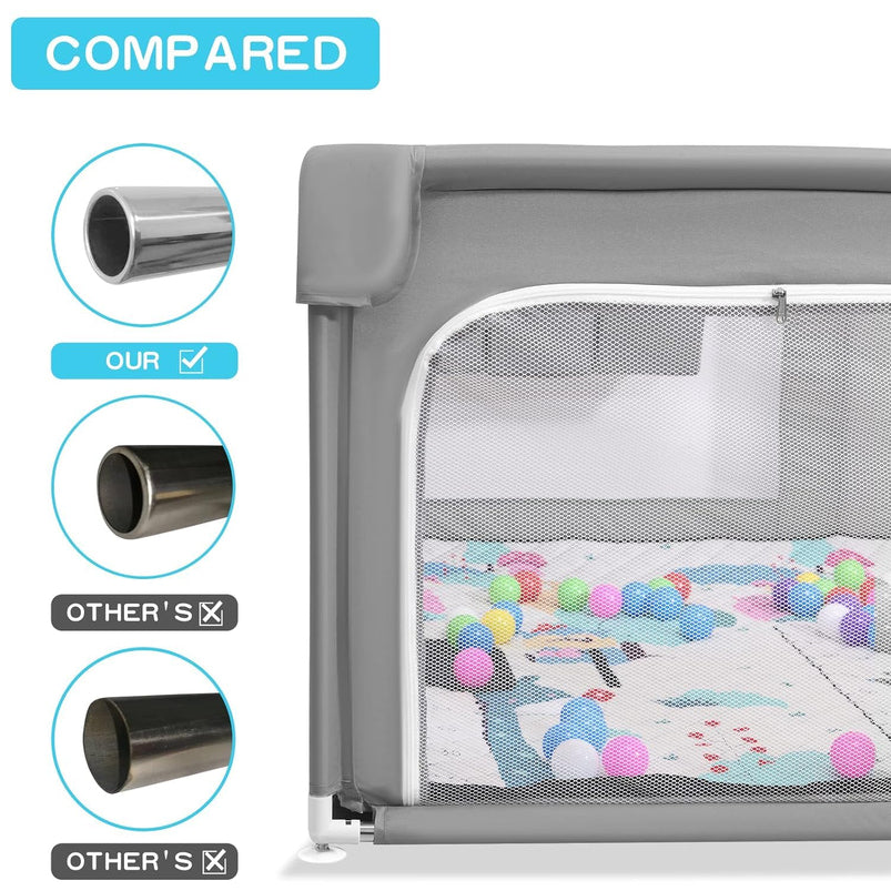 Baby Playpen with Mat 75" 59", Extra Large Playpen for Babies and Toddlers with Storage Bag, BPA-Free, Non-Toxic, Safe No Gaps Playards for Babies