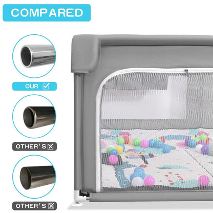 Baby Playpen with Mat 75" 59", Extra Large Playpen for Babies and Toddlers with Storage Bag, BPA-Free, Non-Toxic, Safe No Gaps Playards for Babies