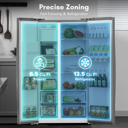 36" Side by Side 20.01 Cu. Ft. Built-in Refrigerator with Freezer and Ice Maker Included
