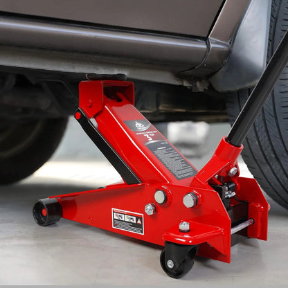 3 Ton Low Profile, Aluminum and Steel Racing Floor Jack with Dual Pistons Quick Lift Pump for Sport Utility Vehicle