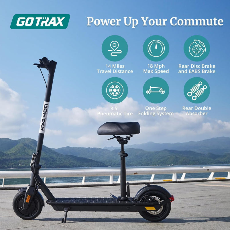Adult Electric Scooter, 8.5 Inch Pneumatic Tires, MAX Range 14/18 Miles, MAX Speed 15.5/18 MPH, Powered by 300 Watt Motor