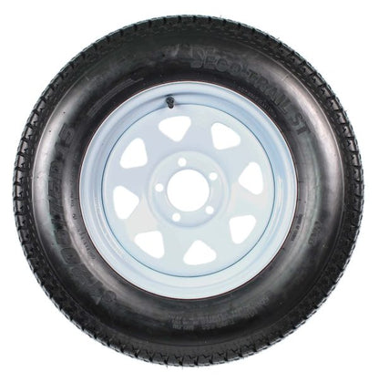 2-Pack Trailer Tire on Rim ST205/75D15 205/75 D 15 In. Lrc 5 Hole White Spoke