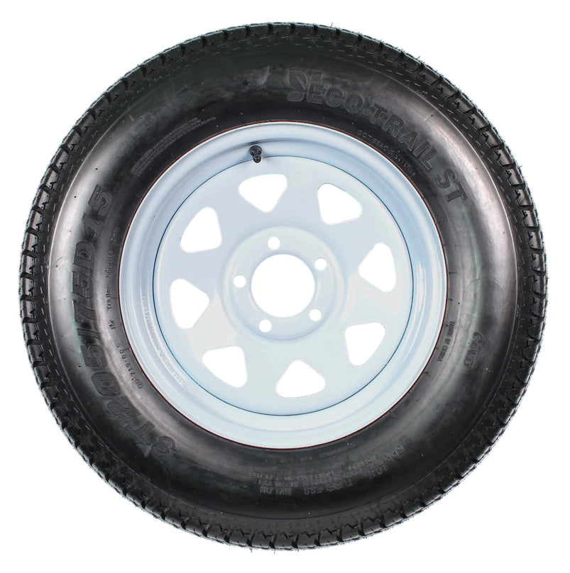 2-Pack Trailer Tire on Rim ST205/75D15 205/75 D 15 In. Lrc 5 Hole White Spoke