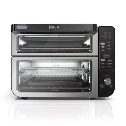 12-in-1 Double Oven with Flexdoor, Flavorseal Smart Finish, Rapid Top Oven, Convection and Air Fry Bottom Oven DCT401