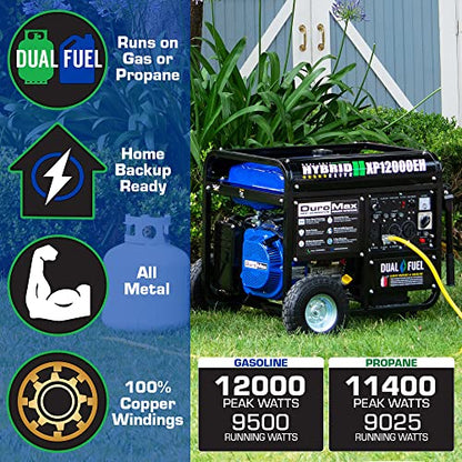 XP12000EH Dual Fuel Generator, 12, 000W Gas/Propane, 457cc 4-Stroke Engine, EPA/Carb Compliant