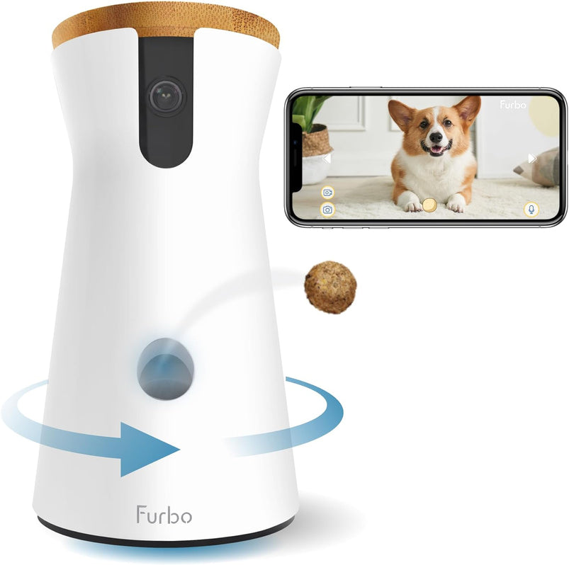 360 Degree Cat Camera, See Your Cat from Anywhere, Rotating 360 Degree Cat Tracking, Treat Toss, Color HD Night Vision, 2-Way Audio