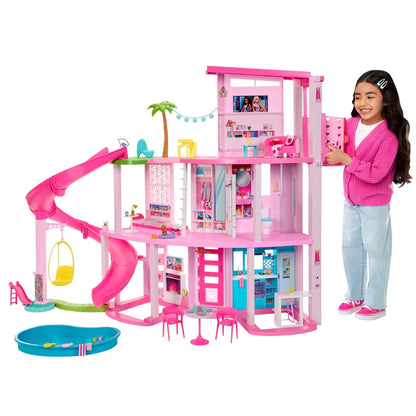 Barbie Dreamhouse Pool Party Dollhouse Playset with Slide, 10 Play Areas and 75 Plus Accessories
