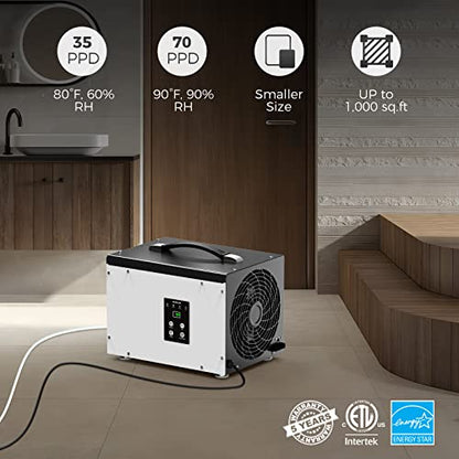 Alorair Crawl Space/Basement Dehumidifier 70 Pint Dehumidifier with Drain Hose