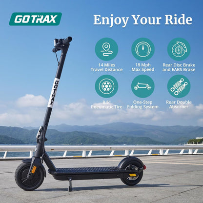 Adult Electric Scooter, 8.5 Inch Pneumatic Tires, MAX Range 14/18 Miles, MAX Speed 15.5/18 MPH, Powered by 300 Watt Motor