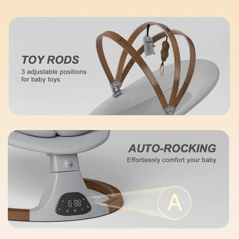 Baby Swings for Infants, Monamii Baby Swing, Bluetooth Infant Swing with Music Speaker, 5 Speeds and Remote Control, Indoor and Outdoor Use