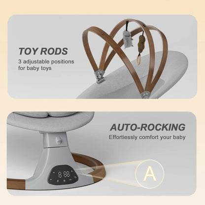 Baby Swings for Infants, Monamii Baby Swing, Bluetooth Infant Swing with Music Speaker, 5 Speeds and Remote Control, Indoor and Outdoor Use