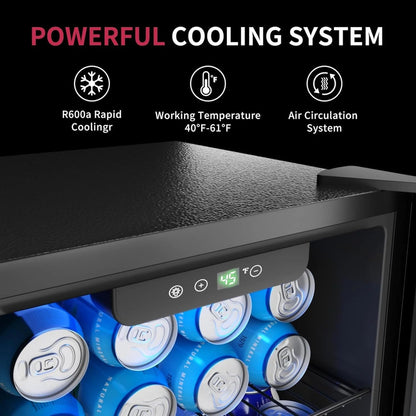 Beverage Refrigerator Cooler, 126 CAN Mini Fridge with Glass Door for Soda Beer or Wine, Beverage Cooler for Home, Office