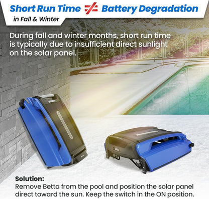 Betta Se Solar Powered Automatic Robotic Pool Surface Skimmer Cleaner with 30-Hour Continuous Cleaning Battery Power and Re-Engineered Twin Salt