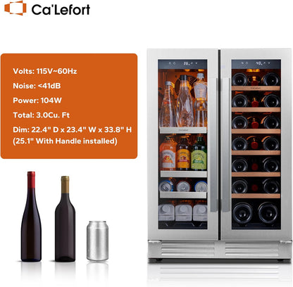 24 in Wine Cooler Refrigerator, 46 Bottle Wine Fridge Dual Zone with Modern Touch Intelligent Digital 40 Degree -65 Degree F Low Noise