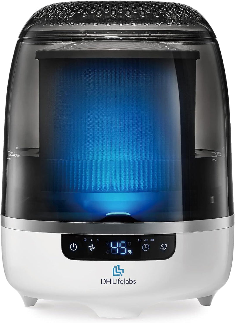 Bedroom Evaporative Humidifier, Humidifier and Air Purifier in One, with Hocl Generator, Mildew Remover, Pet Smoking Odor Eliminator, 538 Square Feet