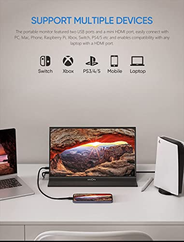 Arzopa Portable Monitor, 15.6 in 1080P FHD Laptop Monitor USB C HDMI Computer Display Hdr Eye Care
