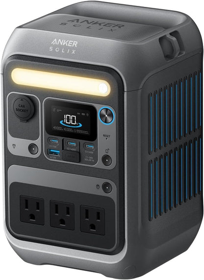 Anker Solar Generator Solix C300 with 60W Solar Panel, 288Wh Portable Power Station, 300W 600W Surge, LiFePO4 Battery, 140W Two-Way Fast Charging