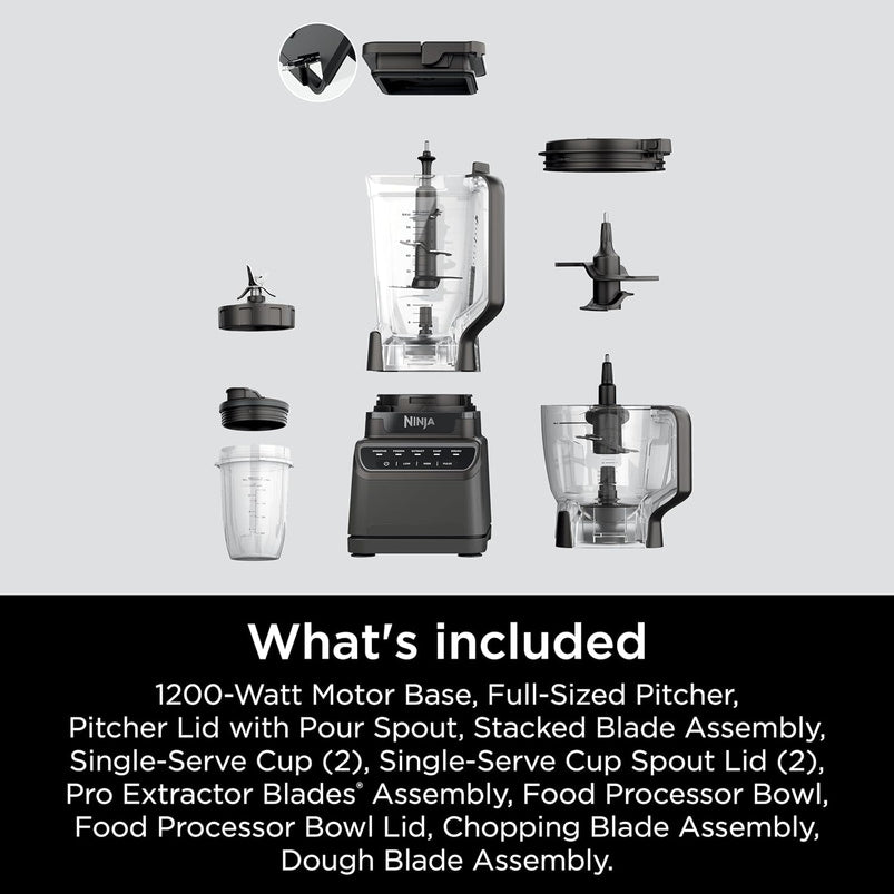 Mega Kitchen System, 1500W, 4 Functions for Smoothies, Processing, Dough, Drinks, with 72-oz. Blender Pitcher, 64-oz. Processor Bowl