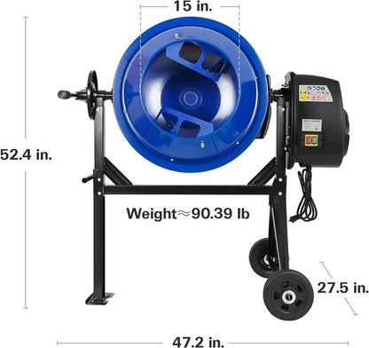 Bilt Hard 4 Cu. Ft. Electric Cement Mixer, 550W, Portable