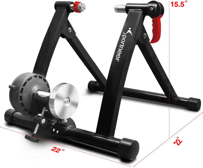 Bike Trainer Stand Indoor Riding, Sportneer Magnetic Stationary Bicycle Exercise Stand with Noise Reduction Wheel, 6 Resistance Adjustable