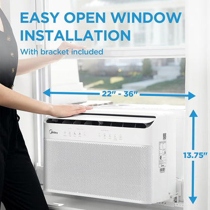 8, 000 BTU U-Shaped Smart Inverter Air Conditioner, Cools up to 350 Sq. Ft., Ultra Quiet with Open Window Flexibility, Compatible with Alexa