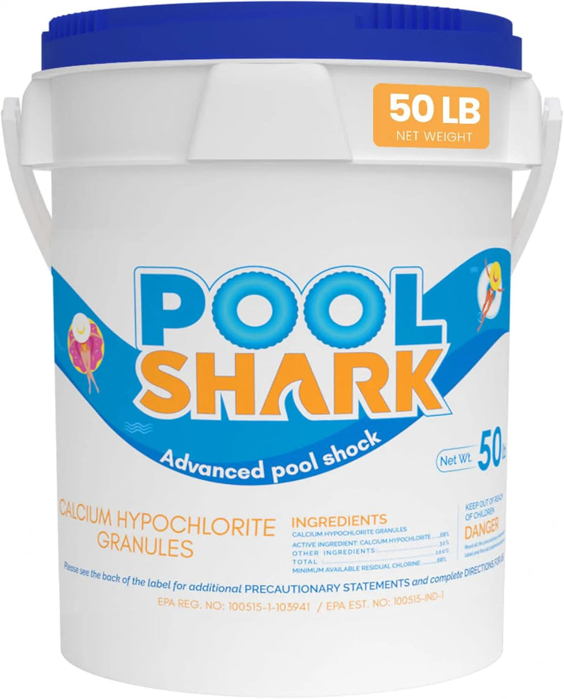 68% Calcium Hypochlorite Pool Shock for Swimming Pools, Chlorine Granules Swimming Pool Shock 50 Lbs Bucket
