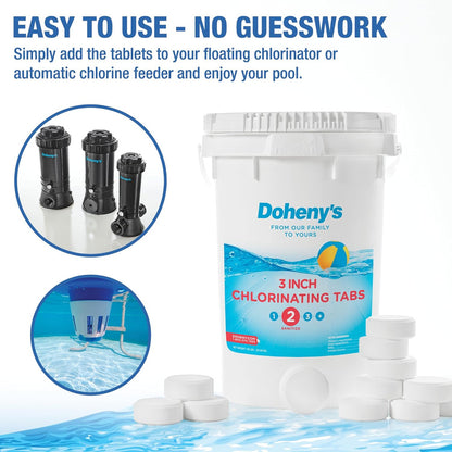 3 Inch Stabilized Chlorine Tablets, Pro-Grade Pool Sanitizer, Long Lasting, Slow Dissolving, 99% Pure Tri-Chlor, Individually Wrapped, 50lb
