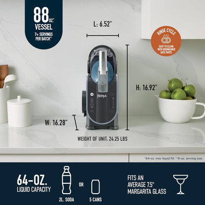 Slushi with Rapidchill Technology, 88 oz. Frozen Drink and Slushie Machine, 5 Preset Programs, Margaritas, Frappes, Premium Accents, Black, FS301
