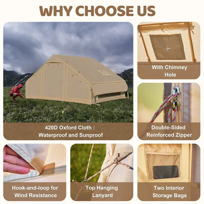 6 Person Inflatable Camping Tent with Pump