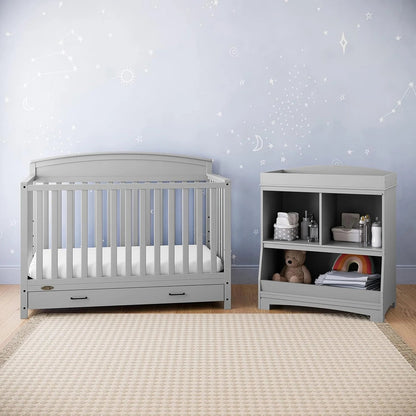 5-in-1 Convertible Baby Bed with Drawers, White, Green Guardian Gold Certification, Built-in Baby Bed Storage Drawer, Convertible to Toddler Bed