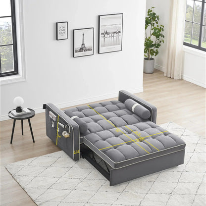 3 in 1 Sleeper Sofa Couch Bed for Living Room Apartment, Grey