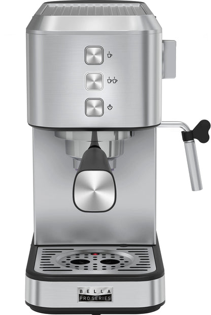 Bella Pro, Slim Espresso Machine with 20 Bars of Pressure, Stainless Steel