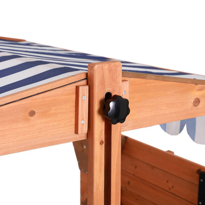 Adjustable Canopy Wooden Kids Sandpit W/ Cover, Extras, Keezi