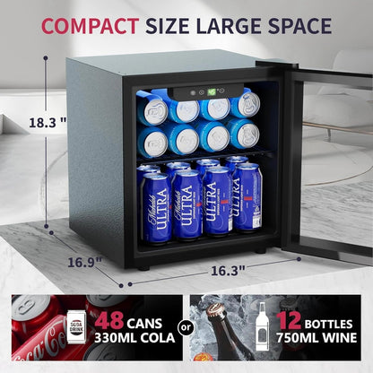 Beverage Refrigerator Cooler, 126 CAN Mini Fridge with Glass Door for Soda Beer or Wine, Beverage Cooler for Home, Office