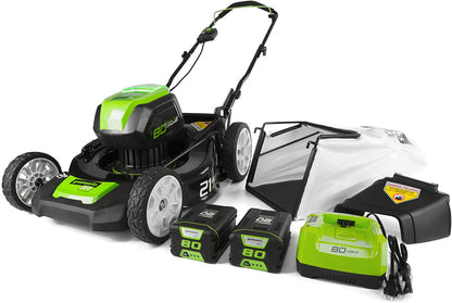21-Inch 80V Lawn Mower, 2 2Ah Batteries and Charger Included GLM801601