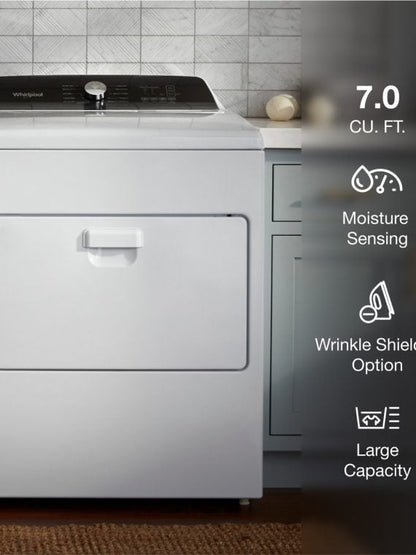 Whirlpool, 7.0 Cu. Ft. Gas Dryer with Moisture Sensing, White, 2025