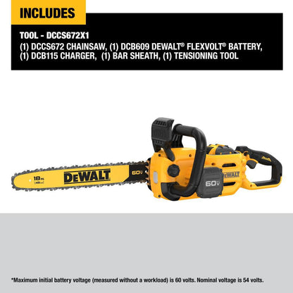 60V MAX Chainsaw 18 in Brushless Cordless Kit DCCS672X1 from
